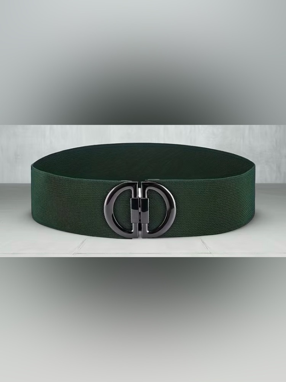 Nature & Jewel Tones Signature Belt – Dark Green Elastic Waist Belt – New